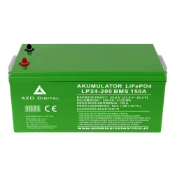 Akumulator Litowy AZO Digital LiFePO4 200Ah 24V BMS 150A Bluetooth / Mata 35,5kg